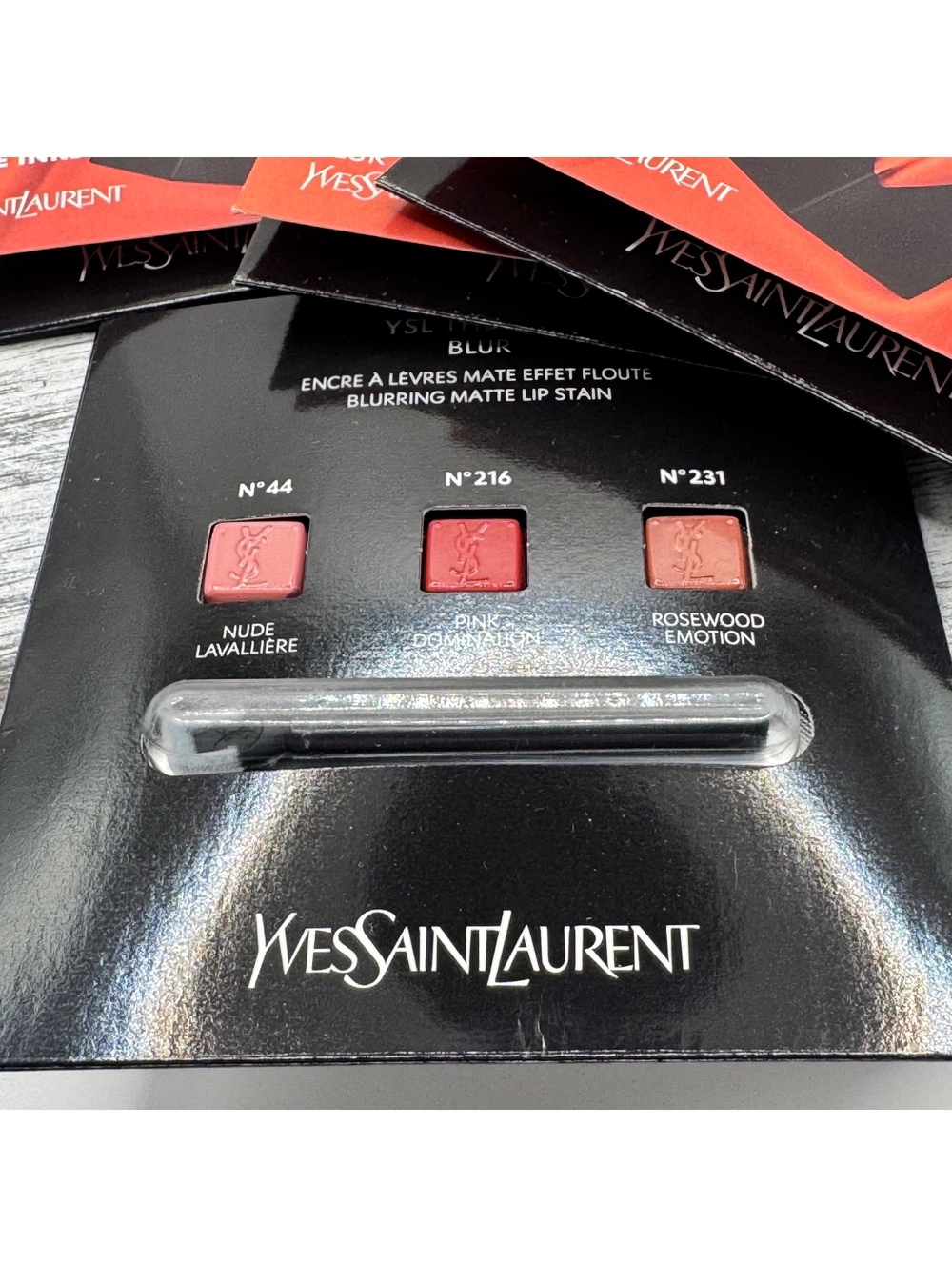 4 X YSL Beauty The Inks Blur 3 Liquid Lipstick Lip Stain Samples Lip Brush Set
